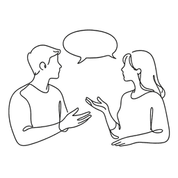 Two people talking
