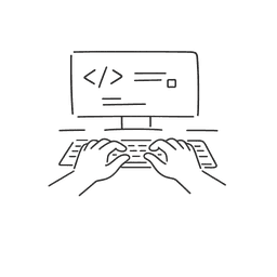 Hands coding at monitor